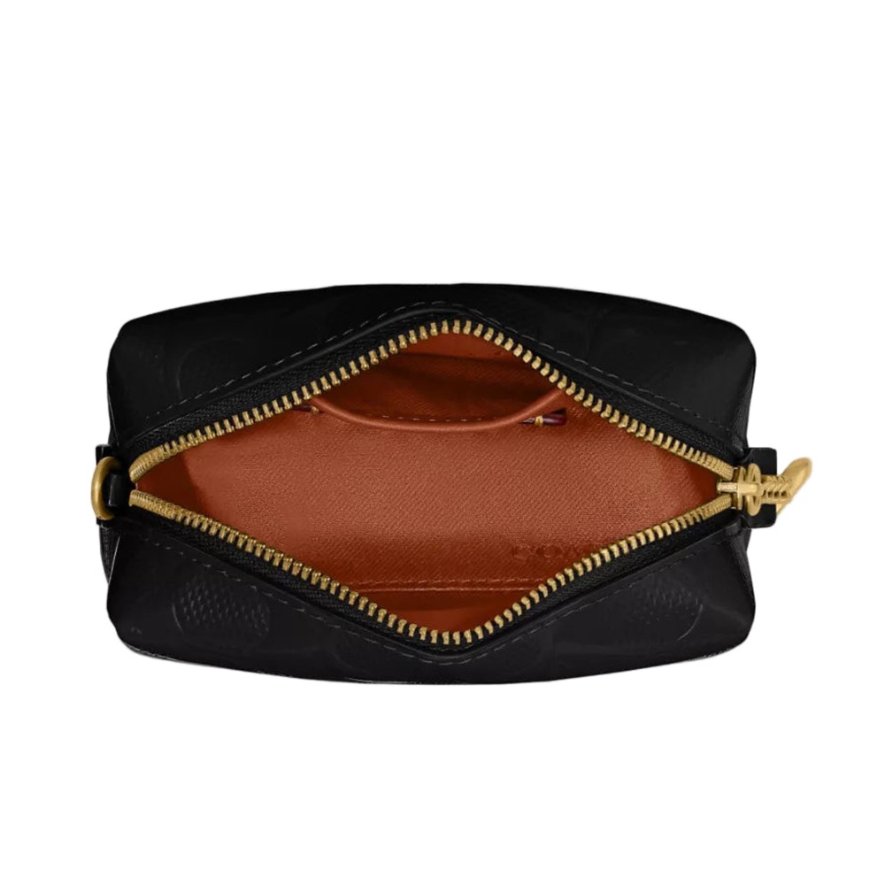 Coach Boxed Essential Mini Cosmetic Pouch Wristlet Black Signature Leather NWT - Picture 7 of 8